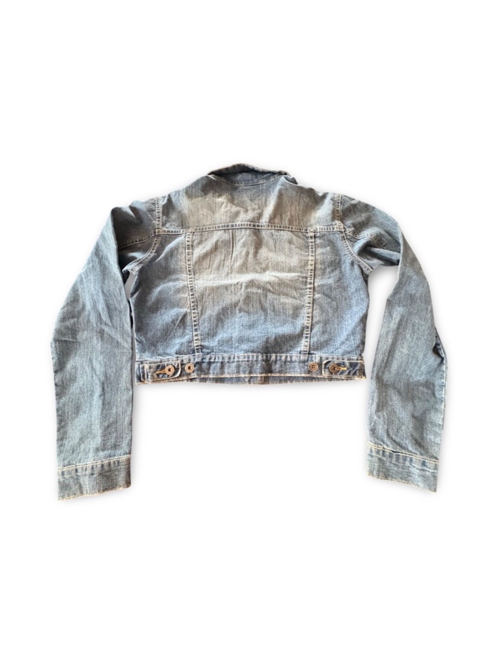 Vintage Y2K YMI Cropped Denim Jacket Green Rhinestone Bling Size L - Picture 2 of 14